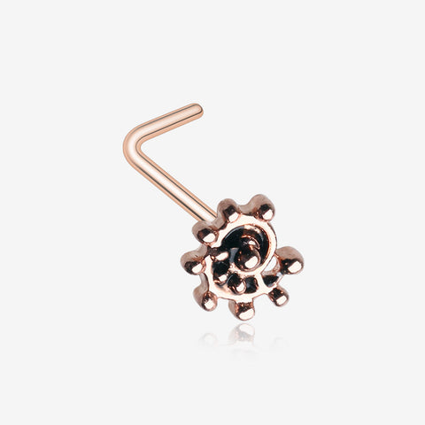 Rose Gold Ambro Swirl Filigree Icon L-Shaped Nose Ring-Rose Gold