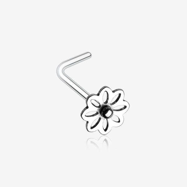 Daisy Breeze Flower L-Shaped Nose Ring-Steel