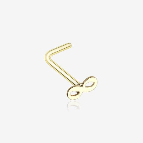 Golden Infinity Loop L-Shaped Nose Ring-Gold
