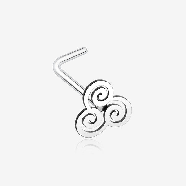 Trinity Swirl L-Shaped Nose Ring-Steel
