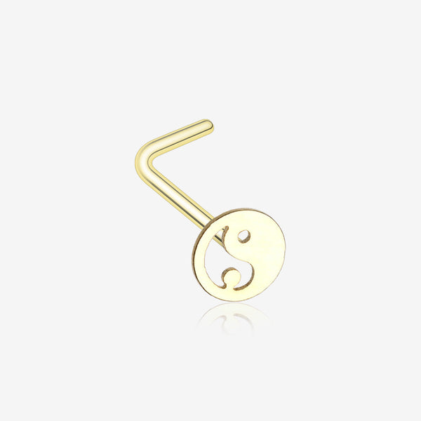 Golden Yin Yang Tao L-Shaped Nose Ring-Gold