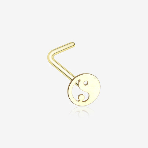 Golden Yin Yang Tao L-Shaped Nose Ring-Gold