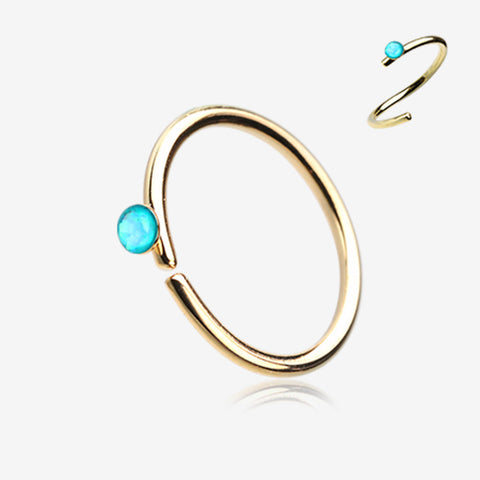 Golden Opal Sparkle Bendable Steel Nose Hoop-Teal