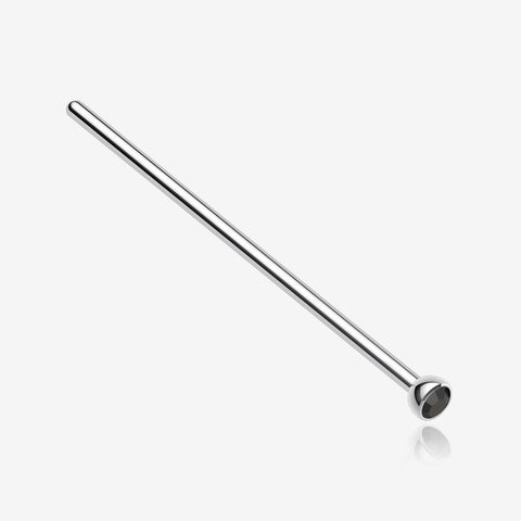 Press Fit Gem Top Steel Fishtail Nose Stud Ring-Black