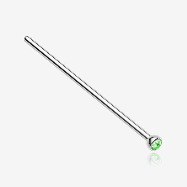 Press Fit Gem Top Steel Fishtail Nose Stud Ring-Light Green