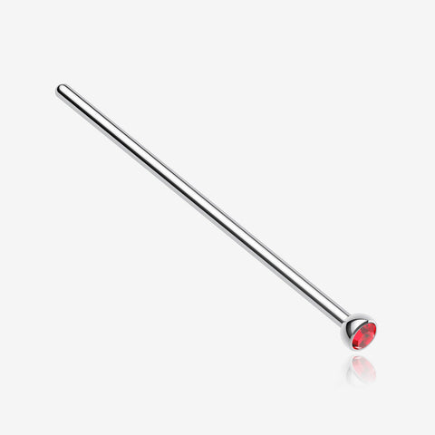 Press Fit Gem Top Steel Fishtail Nose Stud Ring-Red