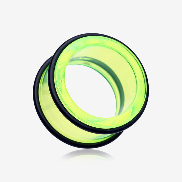 A Pair of Basic UV Acrylic No Flare Regs Ear Gauge Tunnel Plug-Green