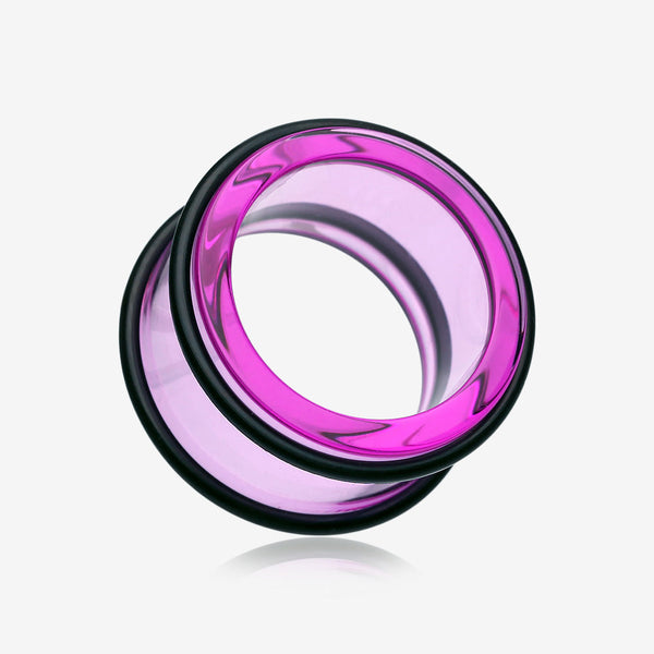 A Pair of Basic UV Acrylic No Flare Regs Ear Gauge Tunnel Plug-Purple