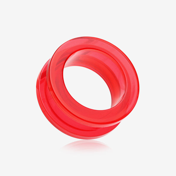 A Pair of Basic UV Acrylic Screw-Fit Ear Gauge Tunnel Plug-Red