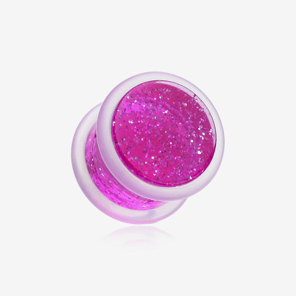 A Pair of Glitter Shimmer Acrylic Regs Ear Gauge Plug-Purple