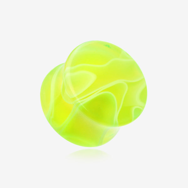 A Pair of Marble Swirl Acrylic Double Flared Ear Gauge Plug-Green