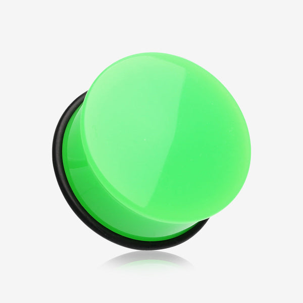 A Pair of Neon Colored UV Acrylic Single Flared Ear Gauge Plug-Green