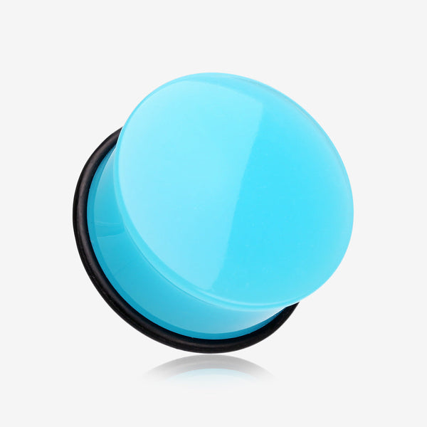 A Pair of Neon Colored UV Acrylic Single Flared Ear Gauge Plug-Light Blue