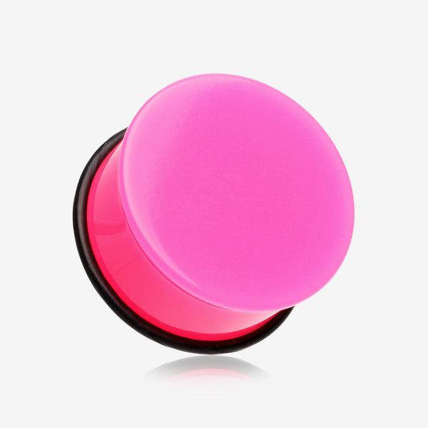 A Pair of Neon Colored UV Acrylic Single Flared Ear Gauge Plug-Pink