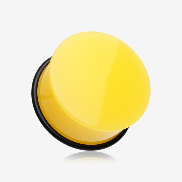 A Pair of Neon Colored UV Acrylic Single Flared Ear Gauge Plug-Yellow