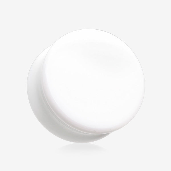 A Pair of Flat Glass Double Flared Plug-White