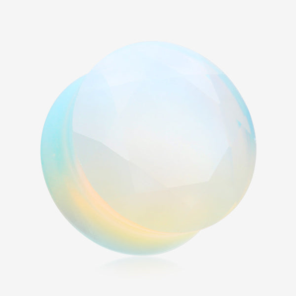 A Pair of Opalite Multi-Faceted Stone Double Flared Plug