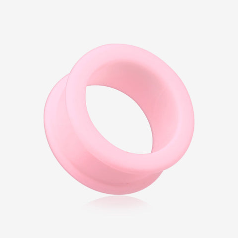 A Pair of Flexible Silicone Double Flared Ear Gauge Tunnel Plug-Pink