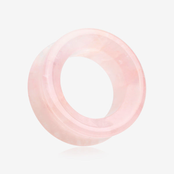 A Pair Of Pink Rose Quartz Stone Double Flared Eyelet Plug