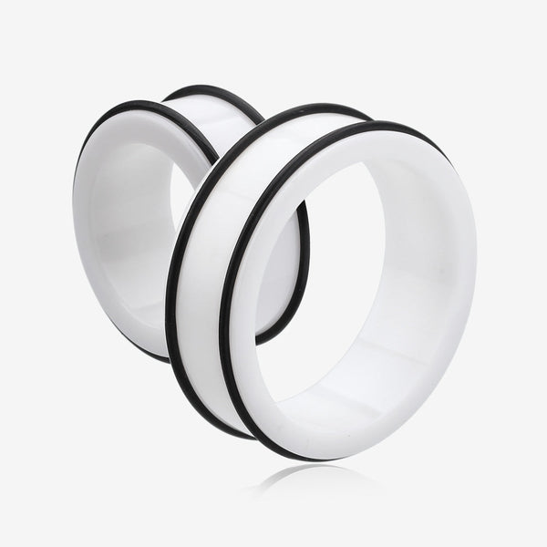 A Pair of Basic UV Acrylic No Flare Regs Ear Gauge Tunnel Plug-White