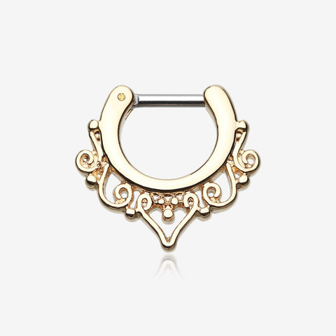 Golden Goddess Filigree Septum Clicker-Gold