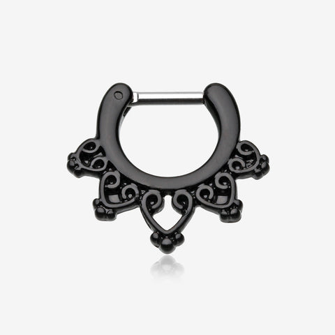 Colorline Royal Bliss Filigree Septum Clicker-Black