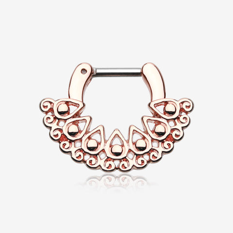 Rose Gold Arioso Filigree Septum Clicker-Rose Gold