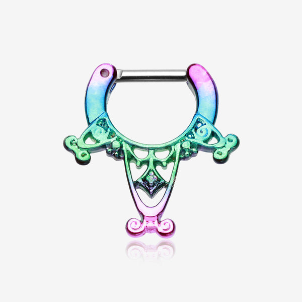 Colorline Amarhus Tribal Filigree Septum Clicker-Rainbow