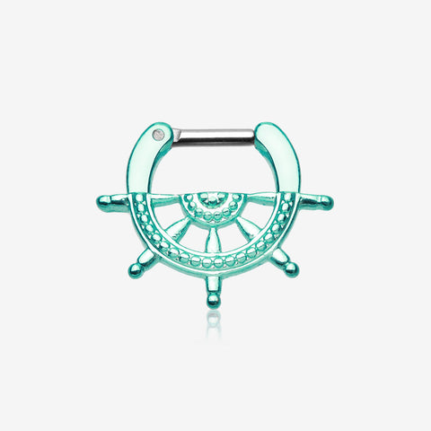 Colorline Nautical Wheel Septum Clicker-Teal