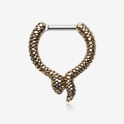 Golden Slithering Snake Septum Clicker