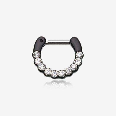 Colorline Glistening Multi-Gem Septum Clicker-Black/Clear