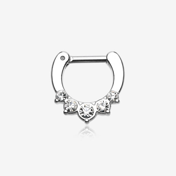 Classic Multi-Gem Precia Septum Clicker-Clear Gem