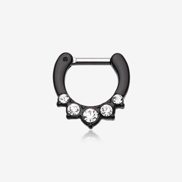 Colorline Multi-Gem Precia Septum Clicker-Black/Clear