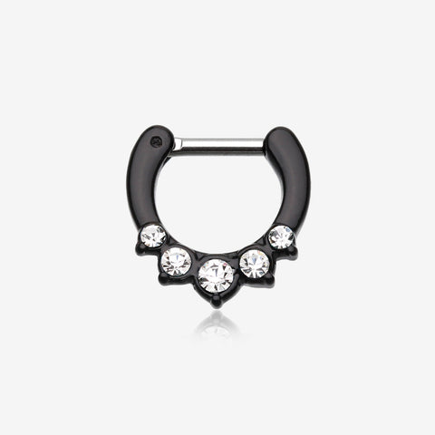 Colorline Multi-Gem Precia Septum Clicker-Black/Clear
