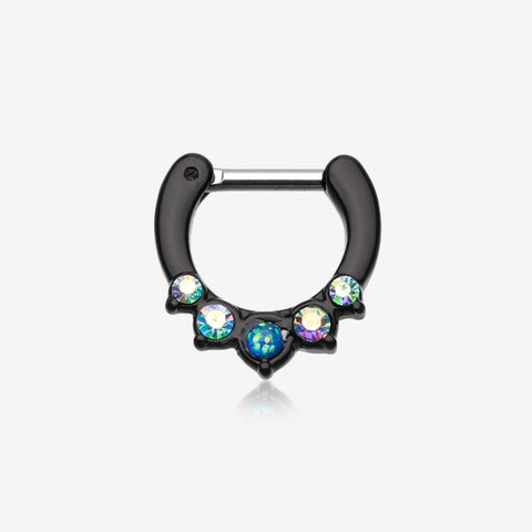 Colorline Opal Precia Septum Clicker-Black/Aurora Borealis