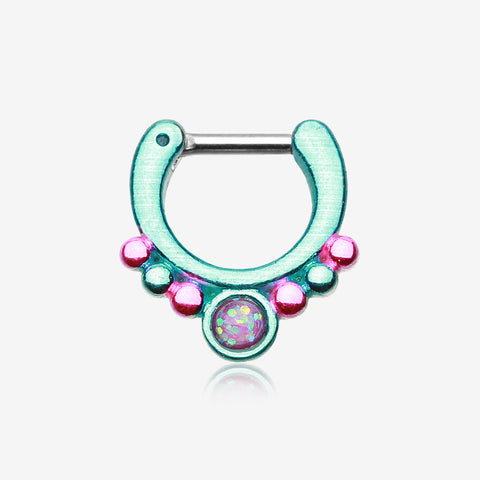 Colorline Opal Grandiose Septum Clicker-Teal/Pink