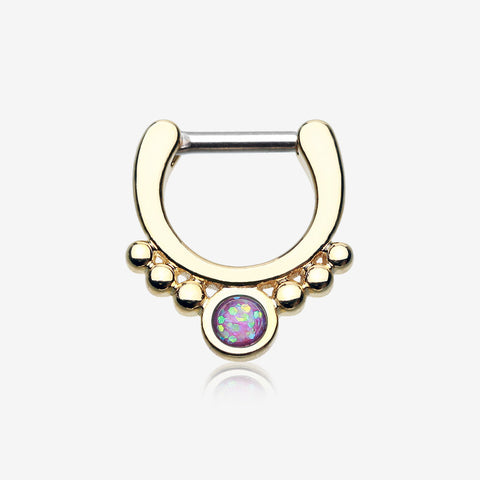 Golden Opal Grandiose Septum Clicker-Purple