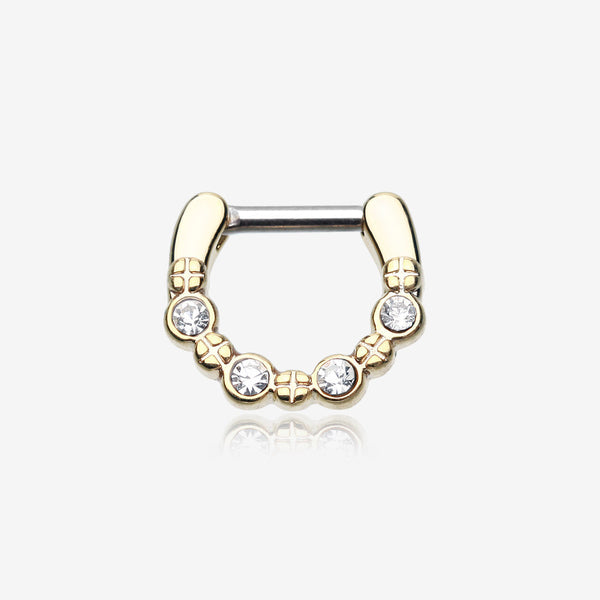 Golden Elan Multi-Gem Septum Clicker-Clear Gem