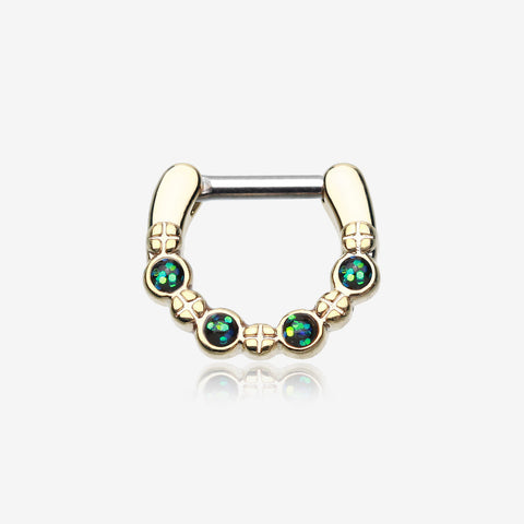 Golden Aurea Sparkle Septum Clicker -Black