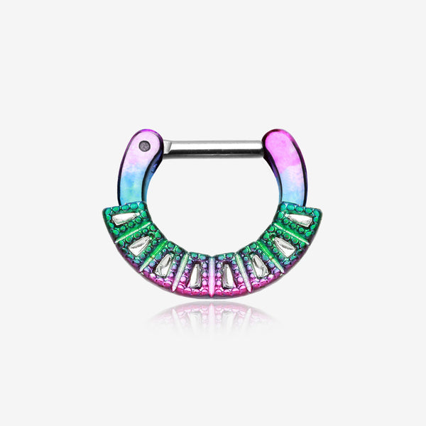 Colorline Sabre Arc Septum Clicker-Rainbow/Clear