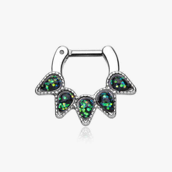 Opal Quinary Spear Septum Clicker-Black