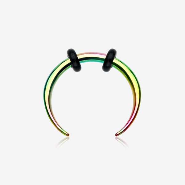 Colorline Basic Steel Pincher Septum Ring-Rainbow