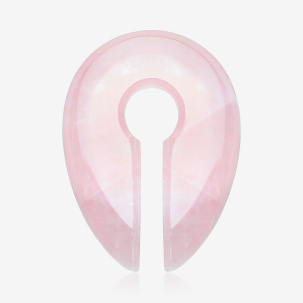 A Pair of Rose Quartz Stone Keyhole Ear Weight Gauge Hanger