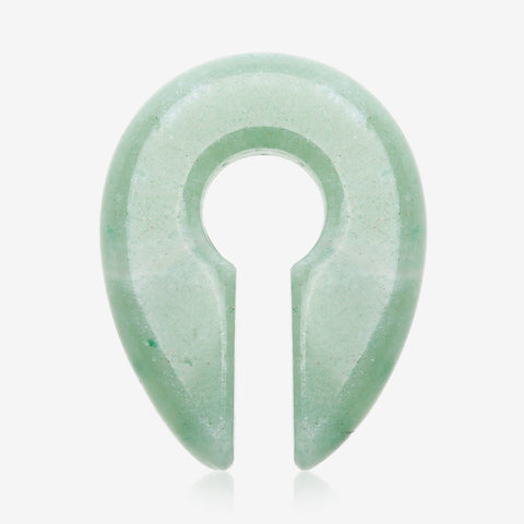 A Pair of Green Jade Aventurine Stone Keyhole Ear Weight Gauge Hanger