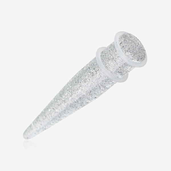 A Pair of Glitter UV Acrylic Taper-Clear Gem