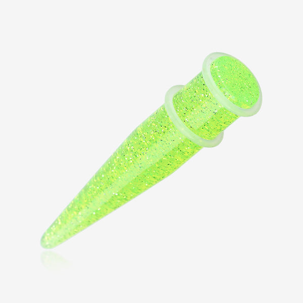 A Pair of Glitter UV Acrylic Taper-Green