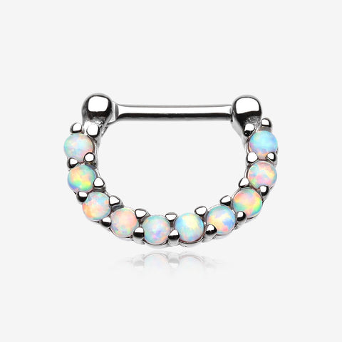 Fire Opal Princess Precia Steel Septum Clicker-White