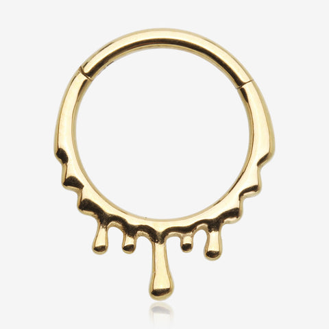 Golden Dripping Ooze Clicker Hoop Ring