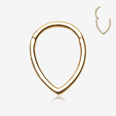 Golden Classic Teardrop Seamless Clicker Hoop Ring