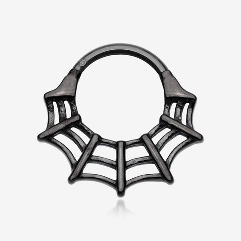 Blackline Venomous Spider Web Steel Seamless Clicker Hoop Ring